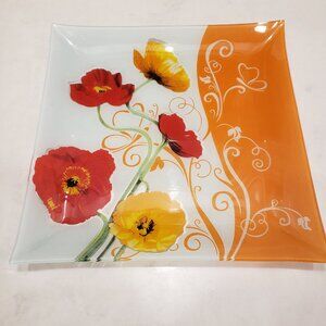 Large poppy flower plate